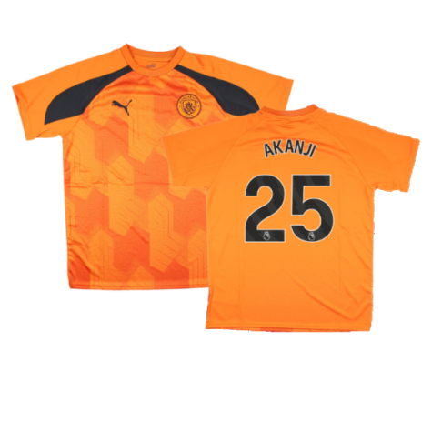 2023-2024 Man City Pre-Match Jersey (Orange) - Kids (AKANJI 25)