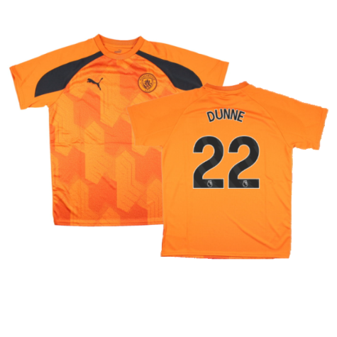 2023-2024 Man City Pre-Match Jersey (Orange) - Kids (DUNNE 22)