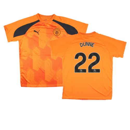 2023-2024 Man City Pre-Match Jersey (Orange) - Kids (DUNNE 22)