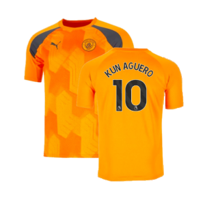 2023-2024 Man City Pre-Match Jersey (Orange) (KUN AGUERO 10)