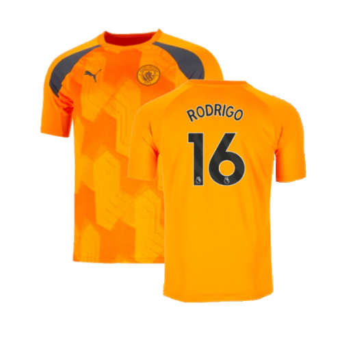 2023-2024 Man City Pre-Match Jersey (Orange) (RODRIGO 16)