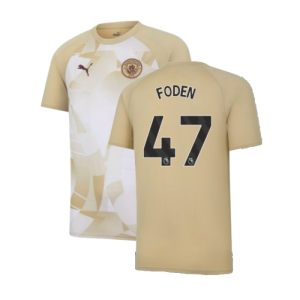 2023-2024 Man City Prematch SS Jersey (Granola) (FODEN 47)