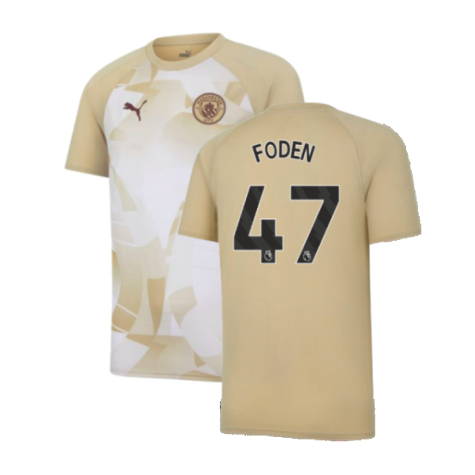 2023-2024 Man City Prematch SS Jersey (Granola) - Kids (FODEN 47)