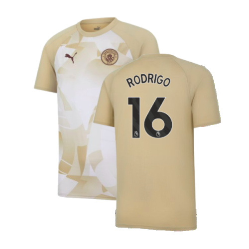 2023-2024 Man City Prematch SS Jersey (Granola) - Kids (RODRIGO 16)