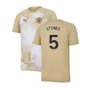 2023-2024 Man City Prematch SS Jersey (Granola) - Kids (STONES 5)