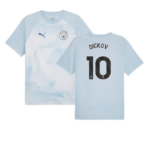 2023-2024 Man City Prematch SS Jersey (Silver Sky) (DICKOV 10)