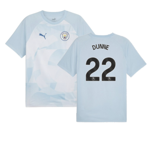 2023-2024 Man City Prematch SS Jersey (Silver Sky) (DUNNE 22)