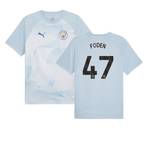 2023-2024 Man City Prematch SS Jersey (Silver Sky) (FODEN 47)