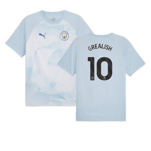 2023-2024 Man City Prematch SS Jersey (Silver Sky) (GREALISH 10)