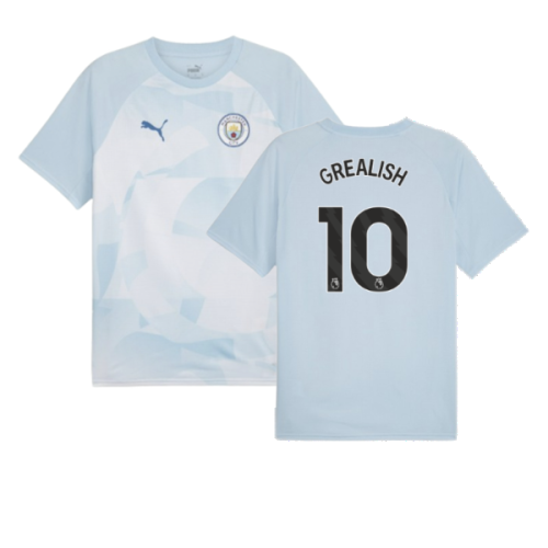 2023-2024 Man City Prematch SS Jersey (Silver Sky) (GREALISH 10)