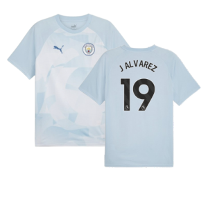 2023-2024 Man City Prematch SS Jersey (Silver Sky) (J ALVAREZ 19)