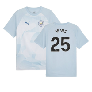 2023-2024 Man City Prematch SS Jersey (Silver Sky) - Kids (AKANJI 25)