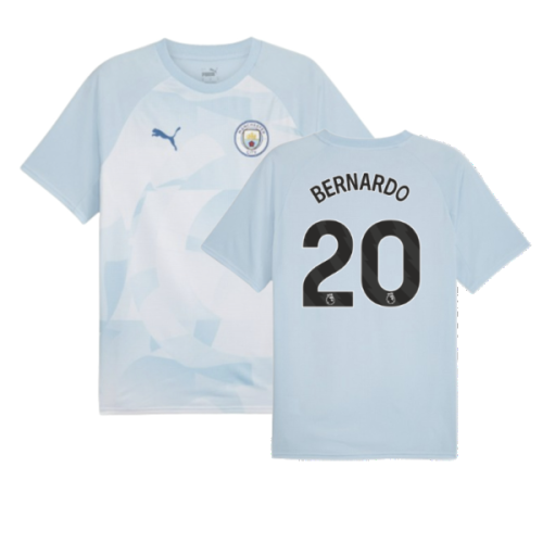 2023-2024 Man City Prematch SS Jersey (Silver Sky) - Kids (BERNARDO 20)