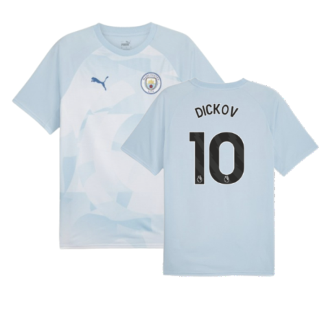 2023-2024 Man City Prematch SS Jersey (Silver Sky) - Kids (DICKOV 10)