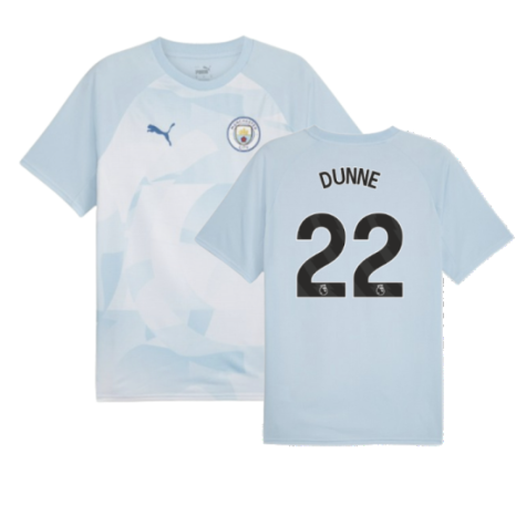 2023-2024 Man City Prematch SS Jersey (Silver Sky) - Kids (DUNNE 22)