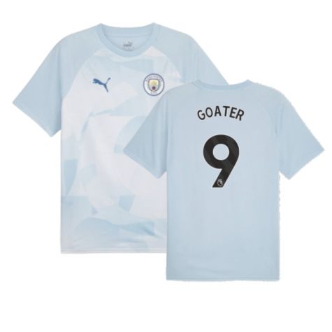 2023-2024 Man City Prematch SS Jersey (Silver Sky) - Kids (GOATER 9)