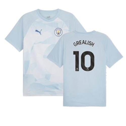 2023-2024 Man City Prematch SS Jersey (Silver Sky) - Kids (GREALISH 10)