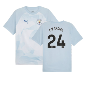 2023-2024 Man City Prematch SS Jersey (Silver Sky) - Kids (Gvardiol 24)