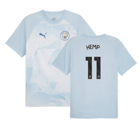 2023-2024 Man City Prematch SS Jersey (Silver Sky) - Kids (Hemp 11)