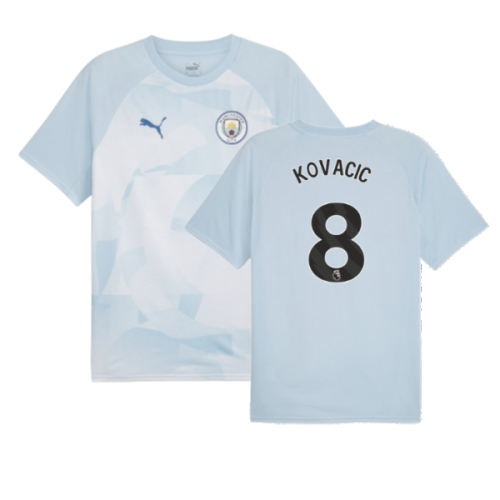 2023-2024 Man City Prematch SS Jersey (Silver Sky) - Kids (Kovacic 8)