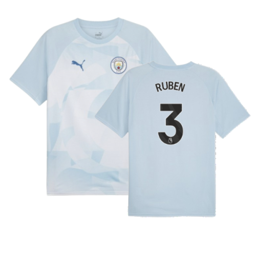 2023-2024 Man City Prematch SS Jersey (Silver Sky) - Kids (RUBEN 3)