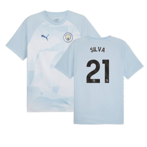 2023-2024 Man City Prematch SS Jersey (Silver Sky) - Kids (SILVA 21)