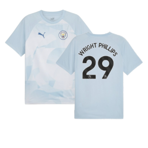 2023-2024 Man City Prematch SS Jersey (Silver Sky) (WRIGHT PHILLIPS 29)