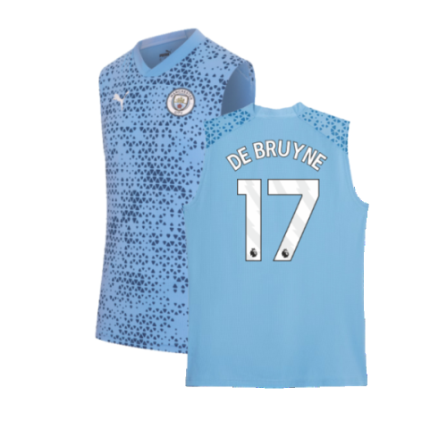 2023-2024 Man City Sleeveless Training Jersey (Light Blue) (DE BRUYNE 17)