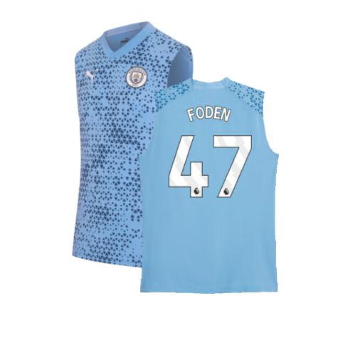 2023-2024 Man City Sleeveless Training Jersey (Light Blue) (FODEN 47)