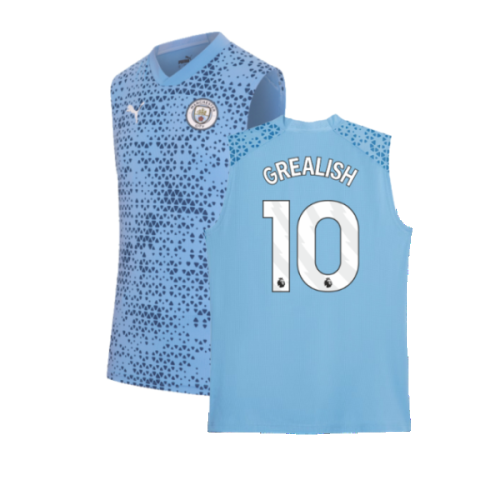 2023-2024 Man City Sleeveless Training Jersey (Light Blue) (GREALISH 10)