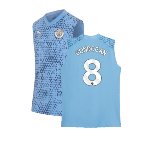 2023-2024 Man City Sleeveless Training Jersey (Light Blue) (GUNDOGAN 8)