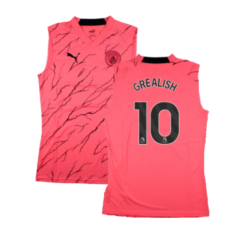 2023-2024 Man City Sleeveless Training Jersey (Sunset Glow) (GREALISH 10)