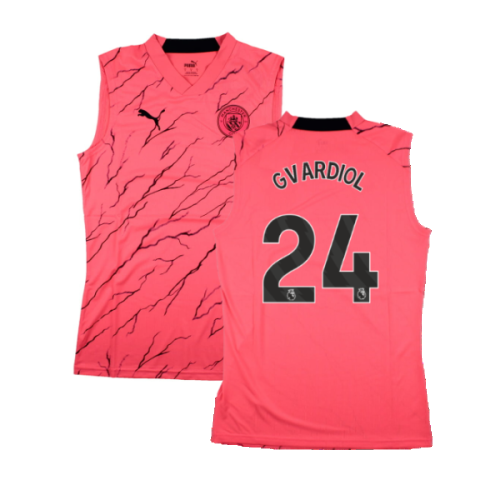 2023-2024 Man City Sleeveless Training Jersey (Sunset Glow) (Gvardiol 24)