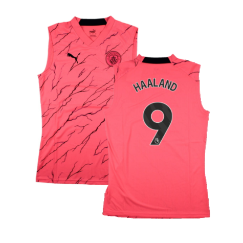 2023-2024 Man City Sleeveless Training Jersey (Sunset Glow) (HAALAND 9)