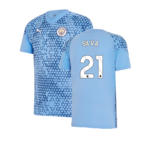 2023-2024 Man City Training Jersey (Light Blue) - Kids (SILVA 21)