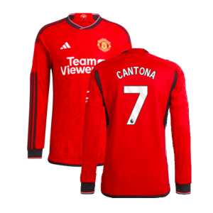 2023-2024 Man Utd Authentic Long Sleeve Home Shirt (Cantona 7)