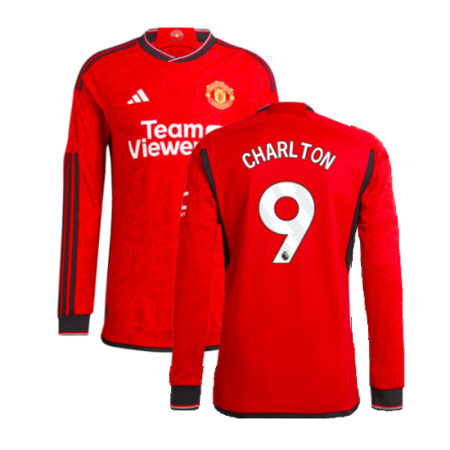 2023-2024 Man Utd Authentic Long Sleeve Home Shirt (Charlton 9)