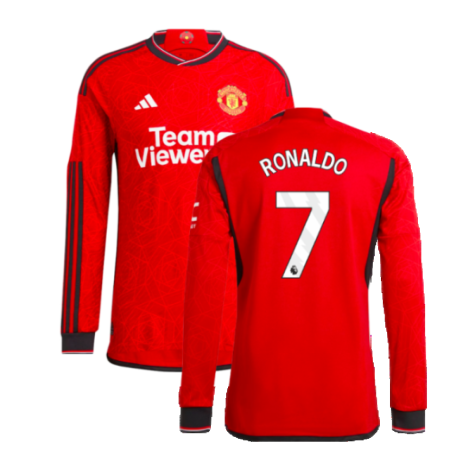 2023-2024 Man Utd Authentic Long Sleeve Home Shirt (Ronaldo 7)