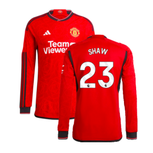 2023-2024 Man Utd Authentic Long Sleeve Home Shirt (Shaw 23) 2023-2024 Man Utd Authentic Long Sleeve Home Shirt (Shaw 23)