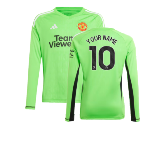 2023-2024 Man Utd Home Goalkeeper Shirt (Solar Green) - Kids (Your Name)