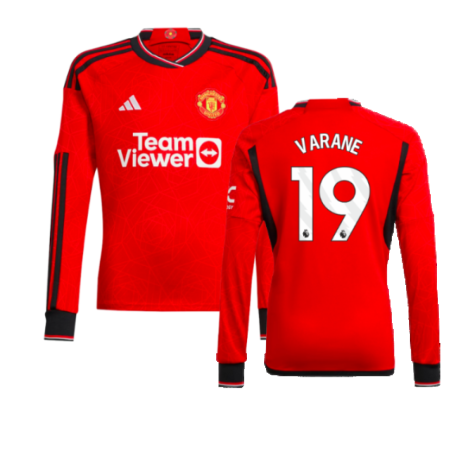 2023-2024 Man Utd Home Long Sleeve Shirt (Kids) (Varane 19)