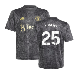 2023-2024 Man Utd Pre-Match Shirt (Black) - Kids (Sancho 25)