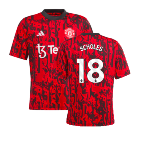 2023-2024 Man Utd Pre-Match Shirt (Red) - Kids (Scholes 18)