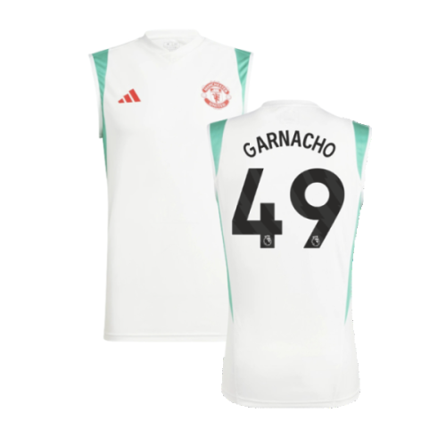 2023-2024 Man Utd Sleeveless Jersey (White) (Garnacho 17)