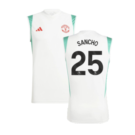 2023-2024 Man Utd Sleeveless Jersey (White) (Sancho 25)