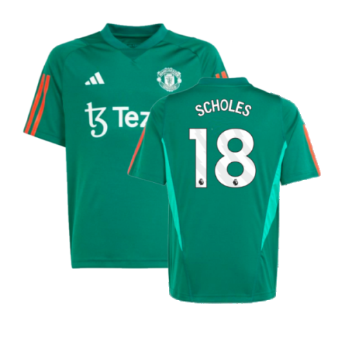 2023-2024 Man Utd Training Shirt (Green) - Kids (Scholes 18)