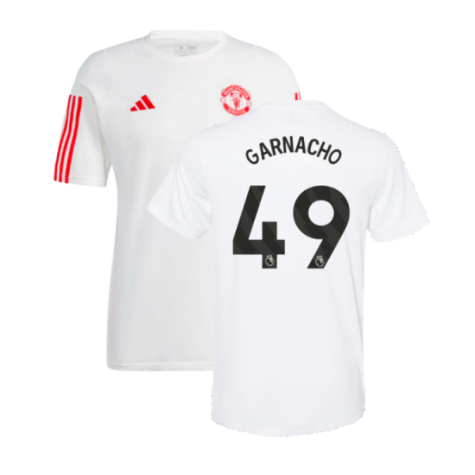2023-2024 Man Utd Training Tee (White) (Garnacho 17)