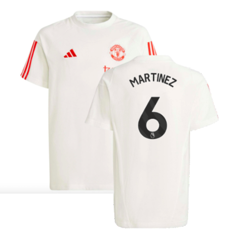 2023-2024 Man Utd Training Tee (White) - Kids (Martinez 6)