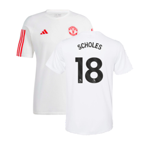 2023-2024 Man Utd Training Tee (White) (Scholes 18)