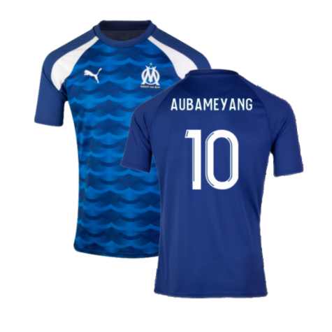 2023-2024 Marseille Pre-Match Jersey (Blue) (Aubameyang 10)